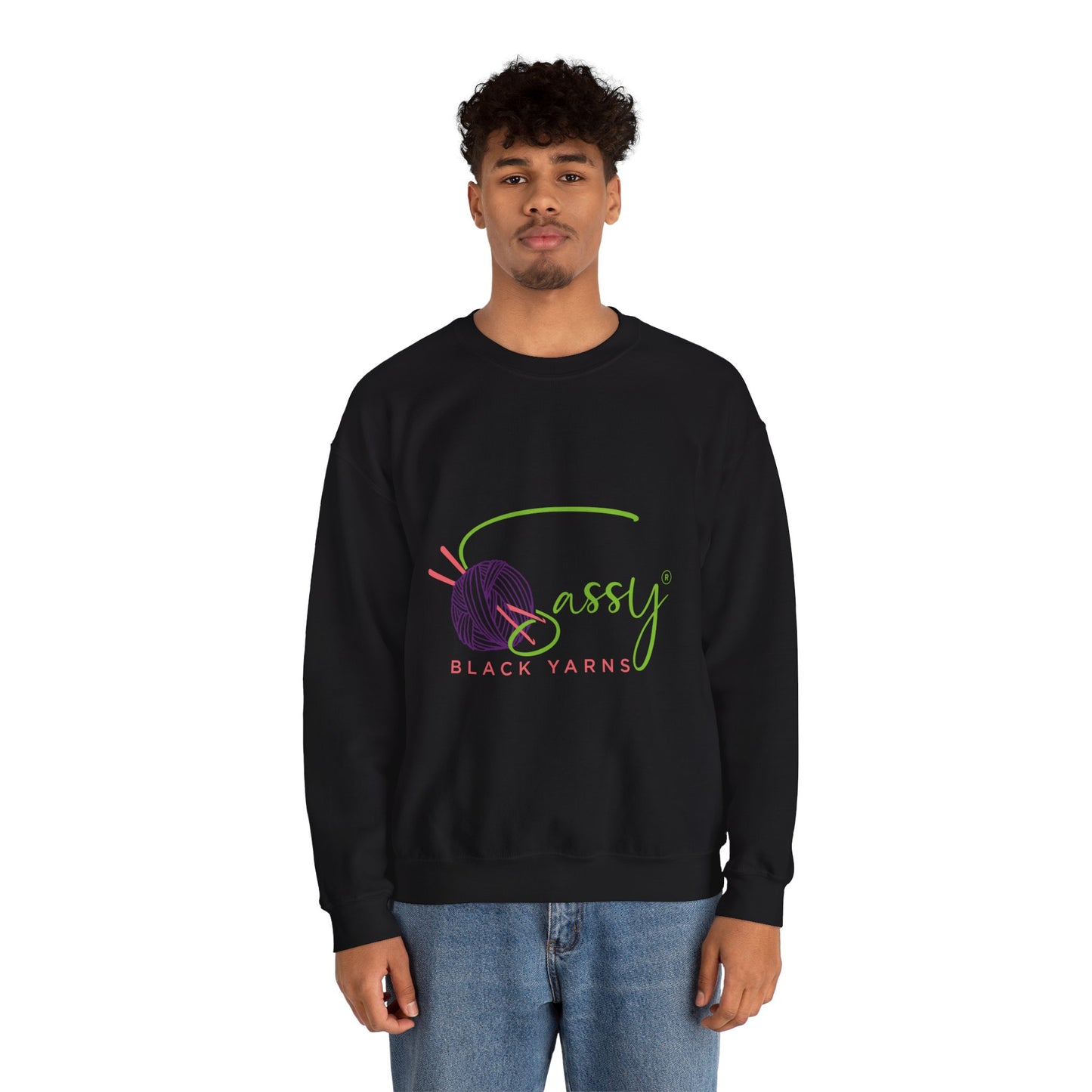 Sassy Black Yarns Branded Crewneck Sweatshirt - Perfect for Yarn Lovers & Creative Crafters