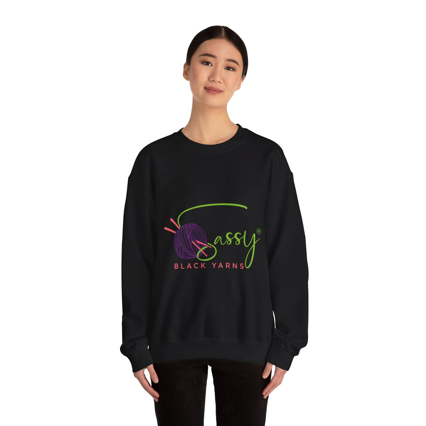 Sassy Black Yarns Branded Crewneck Sweatshirt - Perfect for Yarn Lovers & Creative Crafters