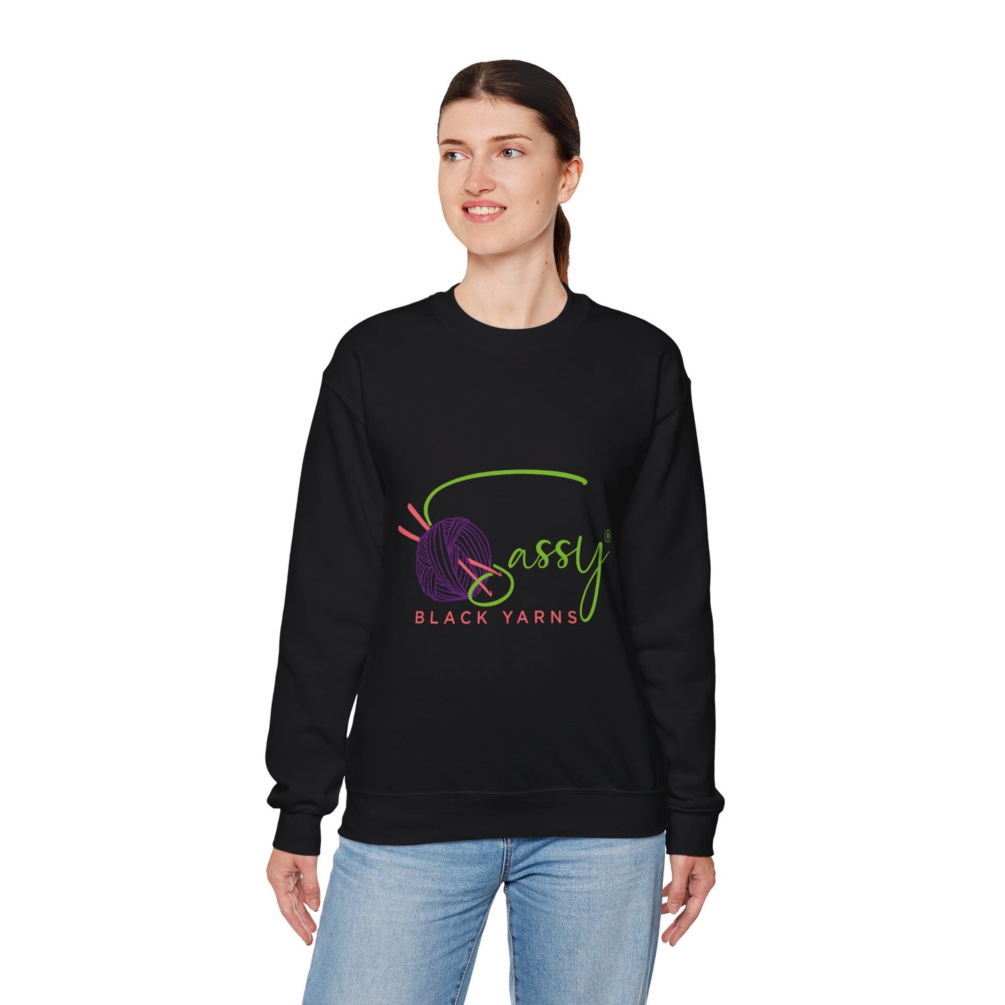 Sassy Black Yarns Branded Crewneck Sweatshirt - Perfect for Yarn Lovers & Creative Crafters