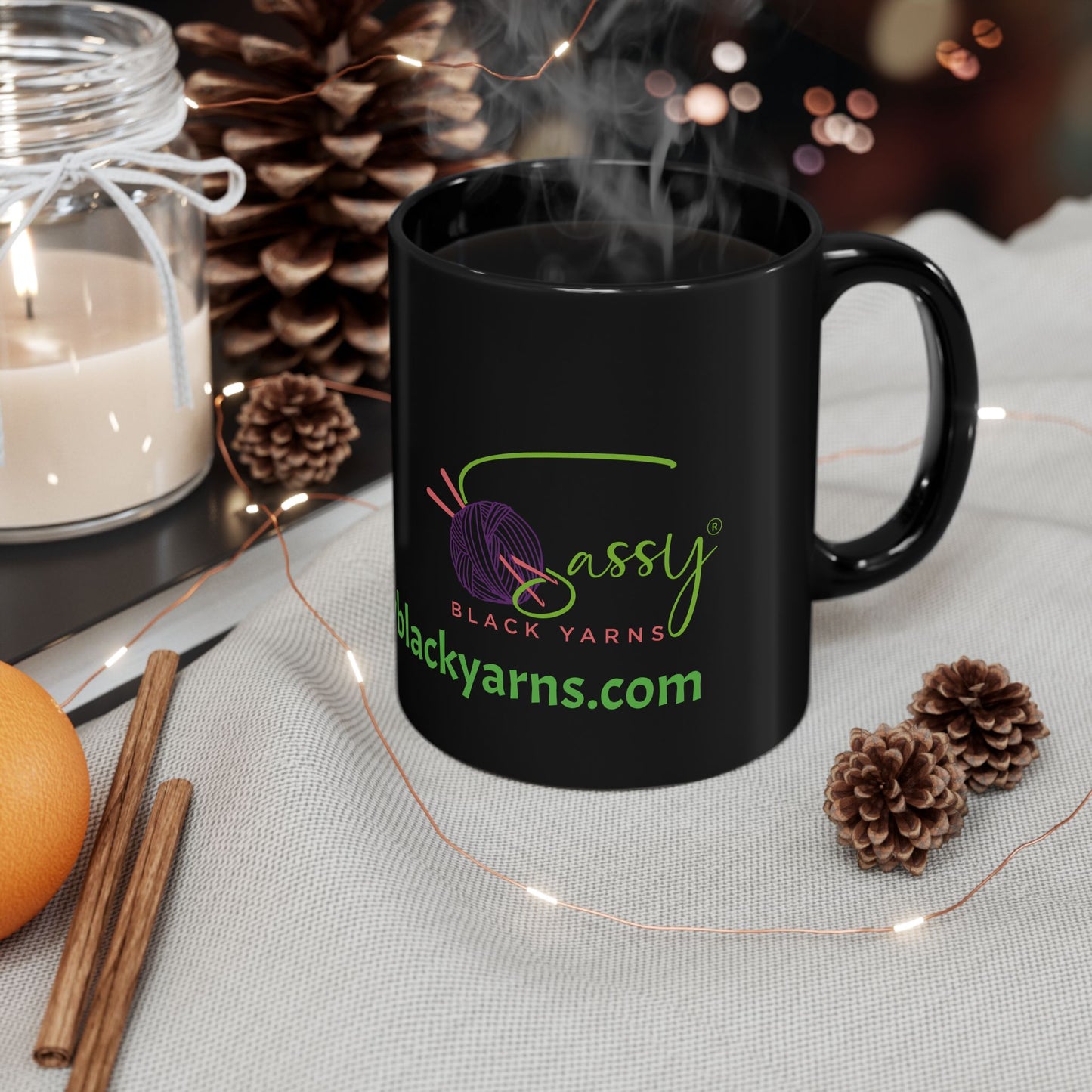 Sassy Black Yarns Branded Coffee Mug - Perfect for Yarn Lovers & Creative Crafters
