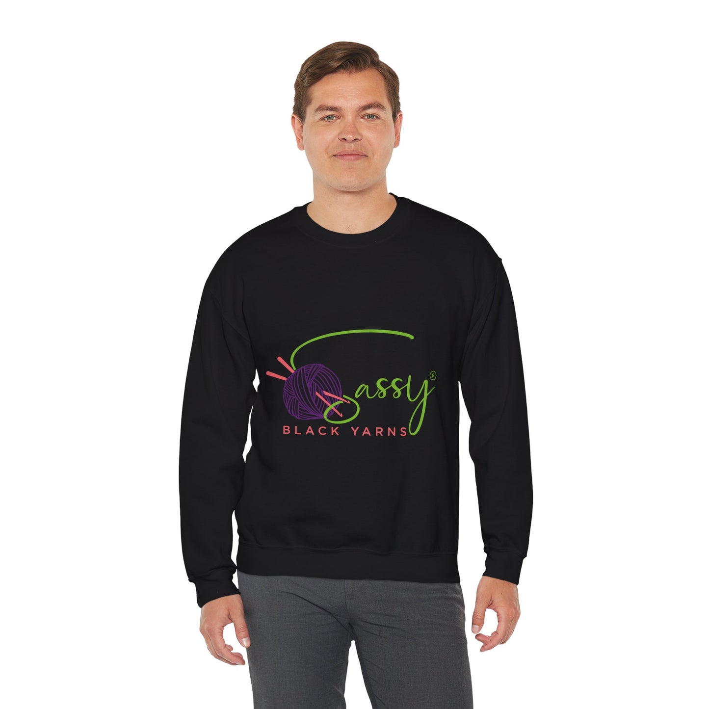 Sassy Black Yarns Branded Crewneck Sweatshirt - Perfect for Yarn Lovers & Creative Crafters