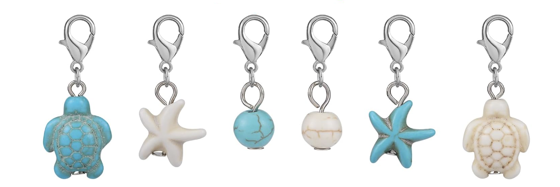 Turquoise Turtle & Starfish Stitch Marker Set (Set of 5)