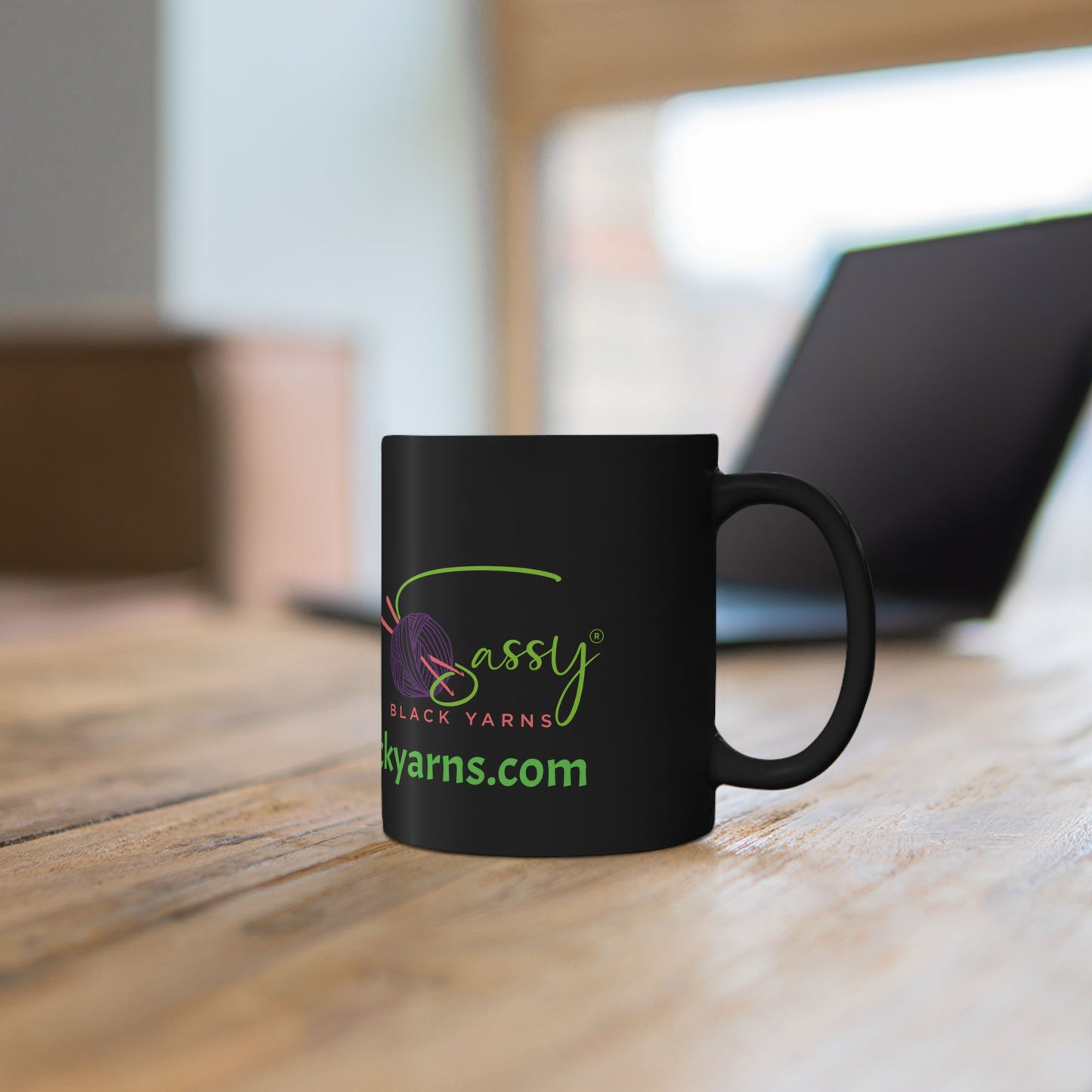 Sassy Black Yarns Branded Coffee Mug - Perfect for Yarn Lovers & Creative Crafters