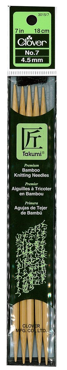 Clover Takumi Bamboo Knitting Needles Double Pointed (7")